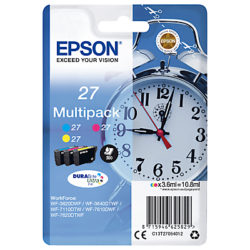 Epson Alarm Clock T2705 Colour Inkjet Printer Cartridge Multipack, Pack of 3